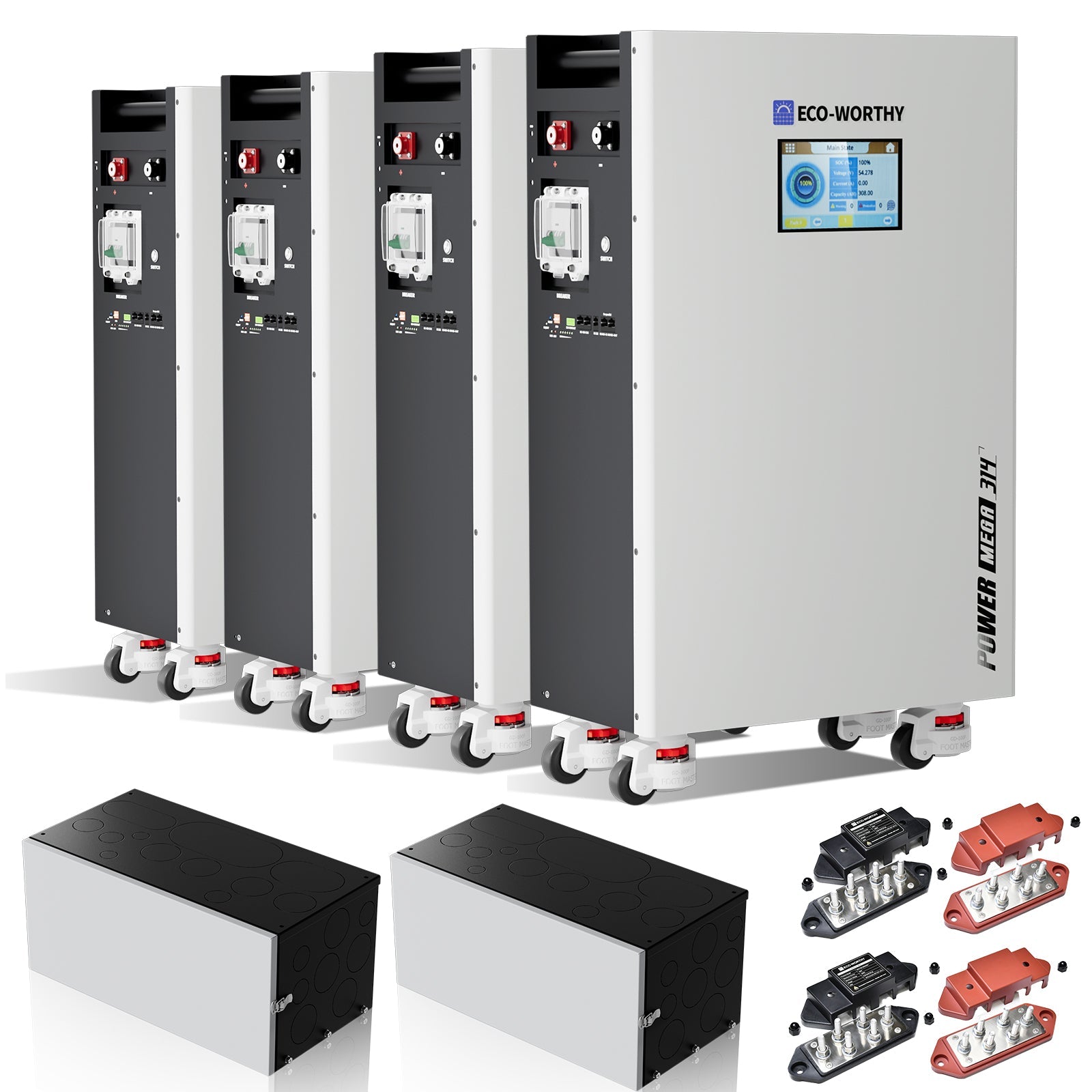4 Pack Eco-Worthy PowerMega 314 | 51.2V 314AH Lithium Battery 16kWh | Bluetooth & WiFi | Active Balance - lithium battery - ECO-WORTHY